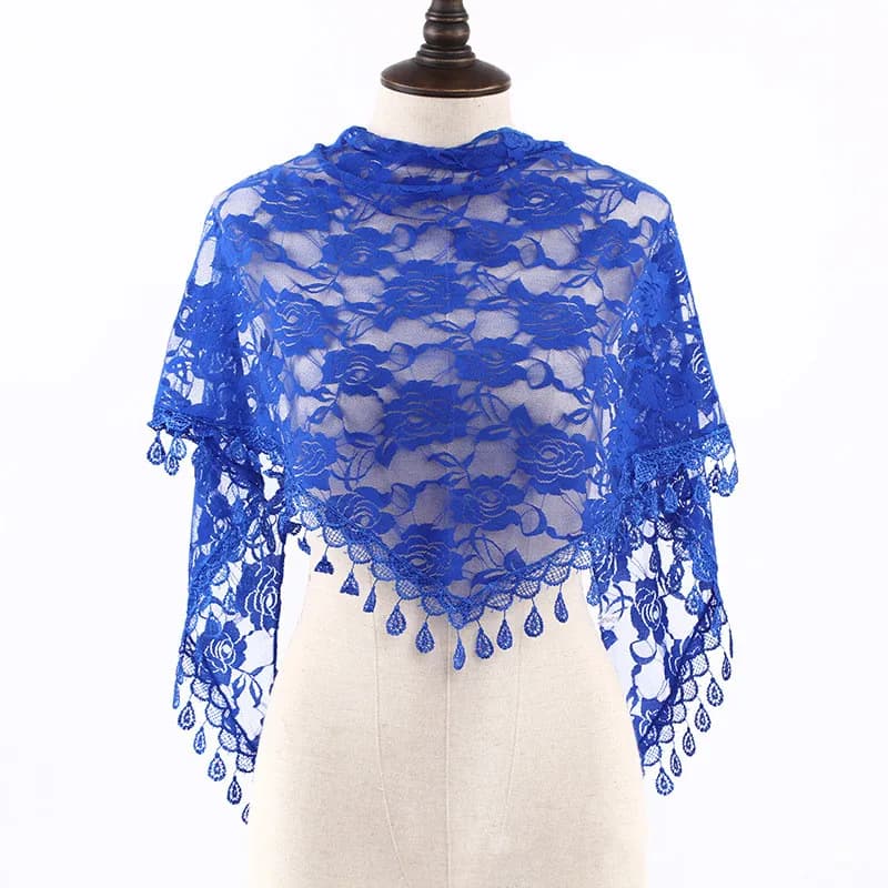 Moda Chiesa Scialle Velo di pizzo Sciarpa Bandana Chiesa Preghiera Matrimonio Mantilla Cappella Bianco Ricamato Hijab Sciarpe da donna