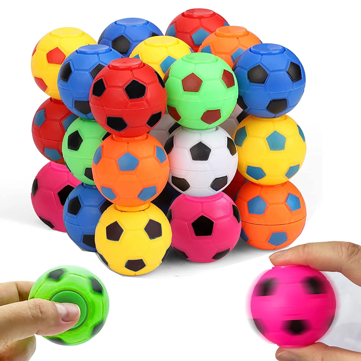 10/30 pezzi Mini Fidget Spinner pallone da calcio giocattolo per bambini, bomboniere da calcio Goodie Bag Stuffer, pallone antistress per dita da calcio ruotabile
