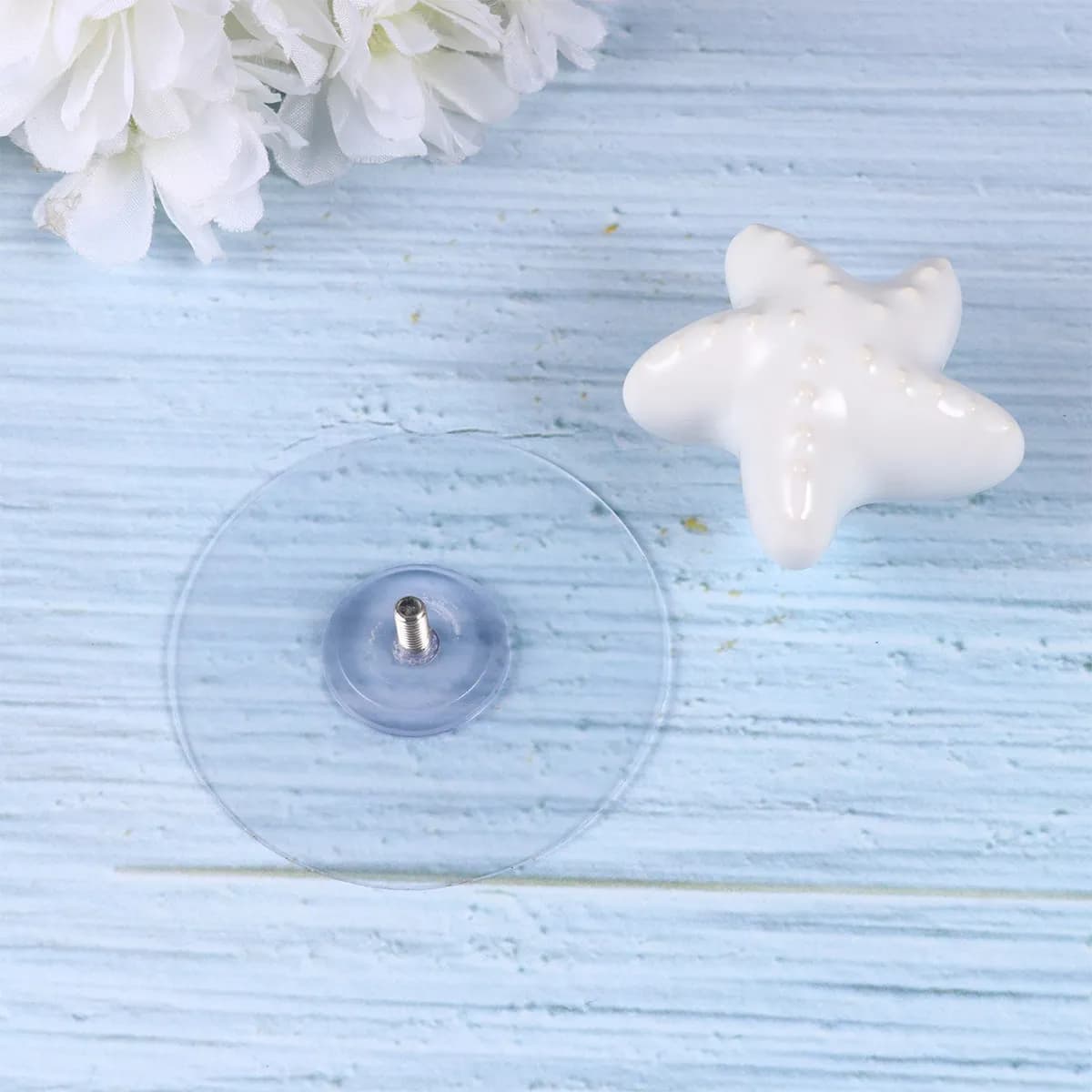 1 Pezzo Maniglia a ventosa in ceramica a forma di stella marina per ante di armadi, cassetti, contenitori, cassettiere, librerie, scarpiera