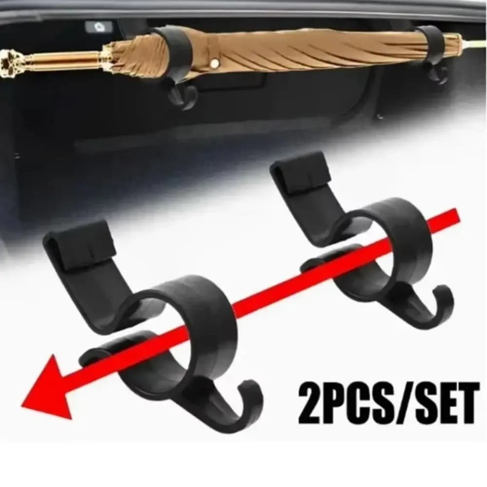 2 Pezzi Gancio Universale per Ombrello Auto, Organizzatore Interno Nero, Gancio per Bagagliaio Auto, Tipo a Clip in Plastica, Ganci Interni per Auto