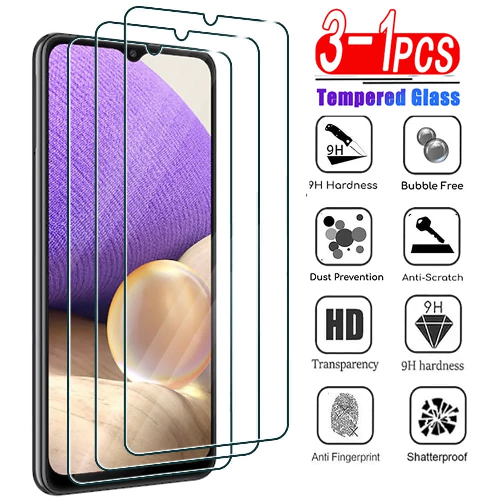 3-1 Pz Full Cover Tempered Glass For Samsung Galaxy A12 A22 A32 A42 A52 A72 4G 5G Screen Protector For Samsung A03 A23 A33 A53