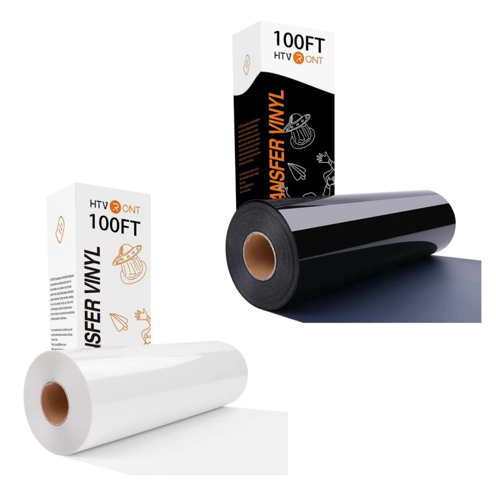 HTVRONT 12' X 100FT White HTV Heat Transfer Vinyl for T-Shirts & 12' X 100FT Black HTV Heat Transfer Vinyl for All Cutter Machine