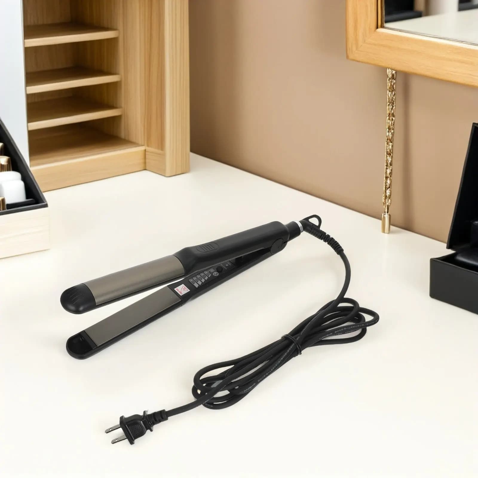 Piastra per capelli elettrica nera a doppio uso, portatile, per stirare e arricciare, riscaldamento rapido 360° ° Generatore di Vapore Domestico Cord Salon