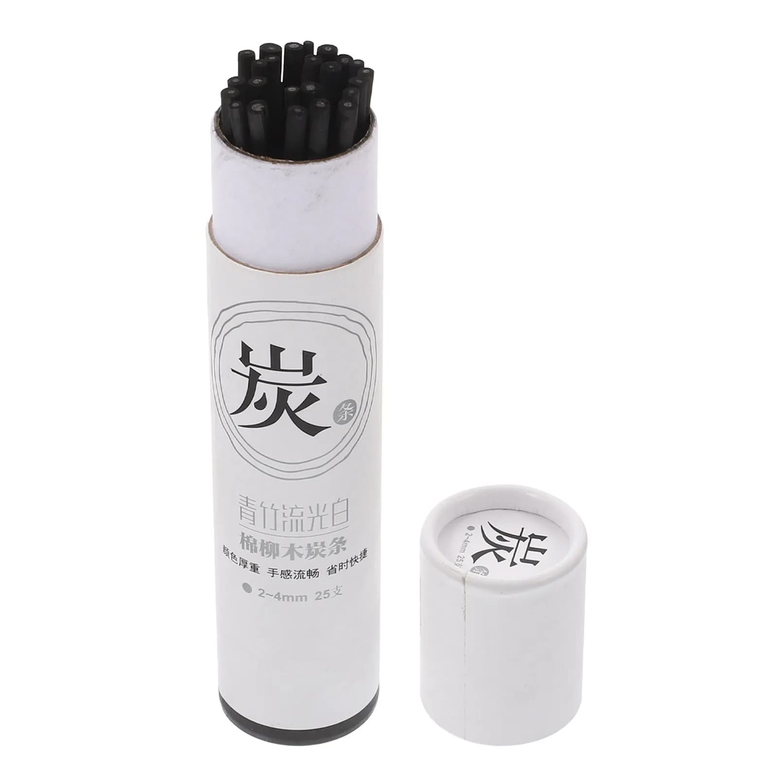 25 Pezzi Carboncini di Salice per Artisti, Forniture per Disegno in Ebano, Compresse Morbide per Pittura