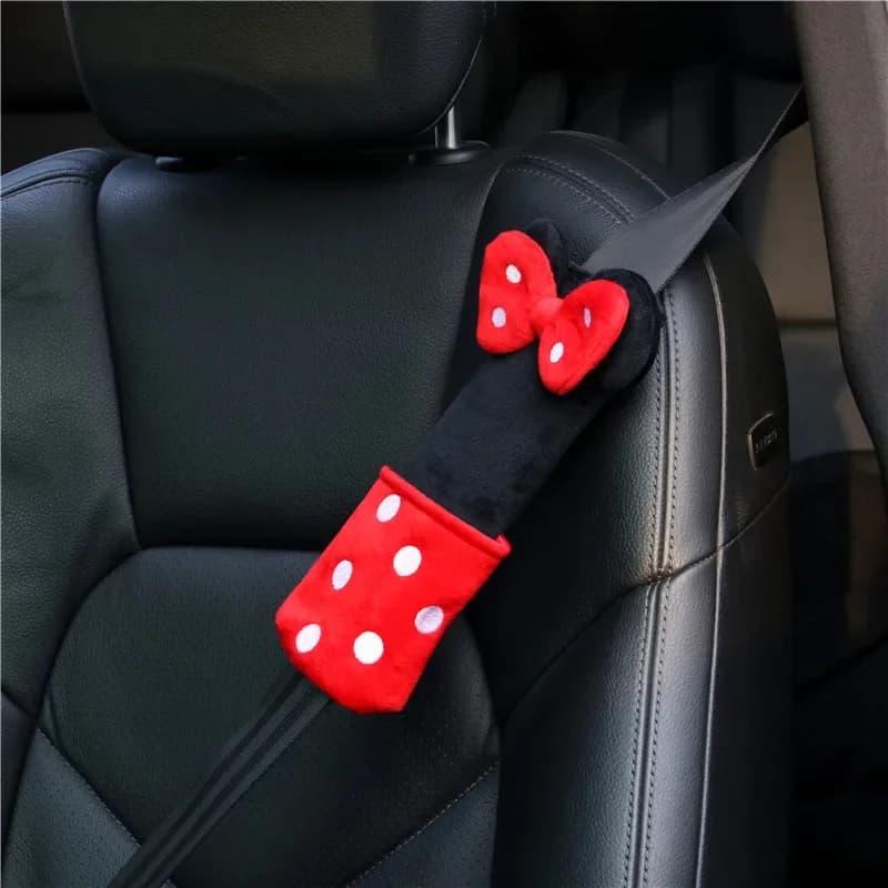 Car Safety Belt Cover Car Animated for Women Kids Baby Footwear Protection Accessories for Girls Car Padded with Bow