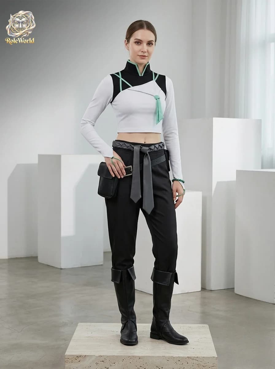 Valorant Sage Cos Full Set Women Game Healer Costume Halloween Carnival Comic Con Role Play Outfit