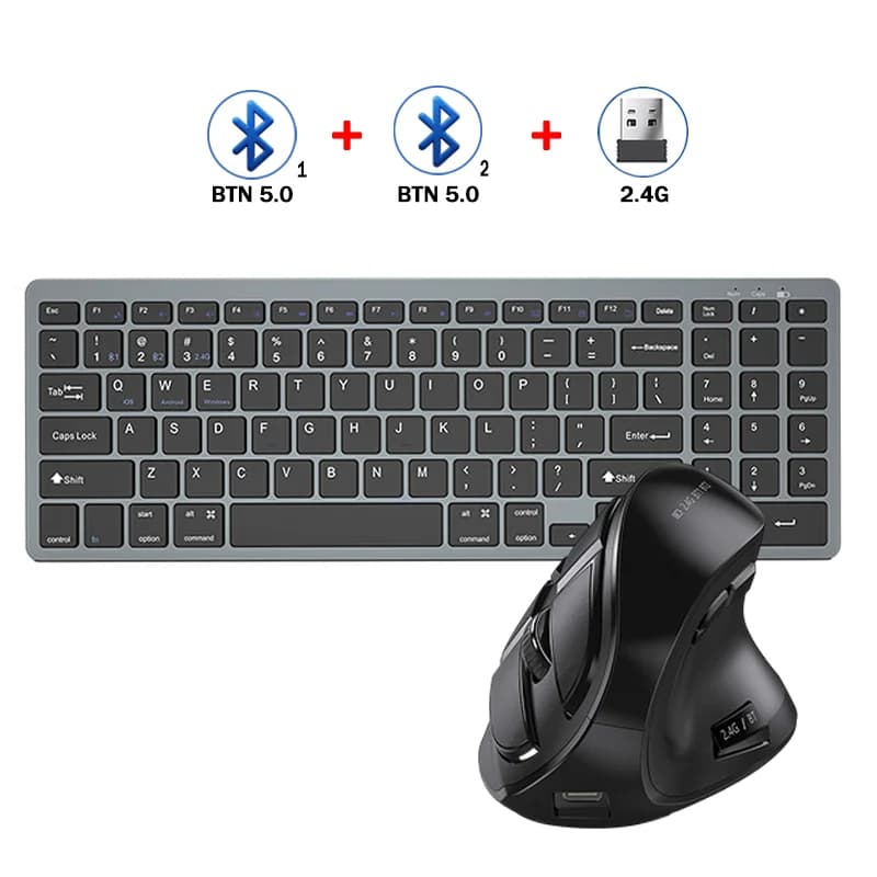JOMAA Bluetooth Keyboard Mouse Rechargeable Combo 2.4G Wireless Keyboard Mouse Set for Windows PC Laptop Gamer Ergonomic Mouse