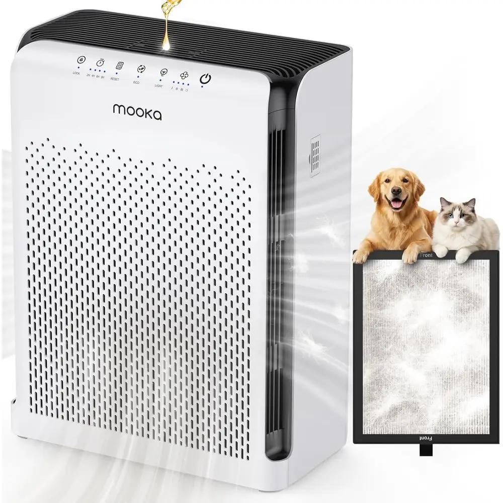 Purificatore d'aria per ambienti di grandi dimensioni con filtro HEPA ultra silenzioso, luce notturna per aromaterapia e rimozione peli di animali domestici per 2200 piedi quadrati
