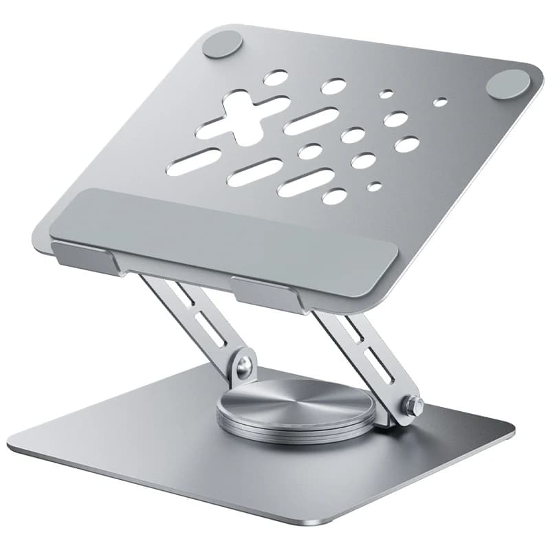 Supporto Ergonomico per Tablet PC con Doppio Albero Rotante Completamente Pieghevole, Base Girevole a 360°, Supporto Regolabile per Laptop