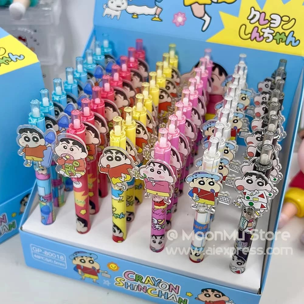 Set di 24 Penne Gel Cartoon Crayon Shin-chan, Penne a Sfera per Scuola e Ufficio, Articoli di Cancelleria per Studenti, Regalo per Ragazze