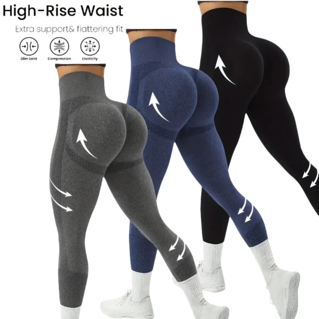 Leggings con giunture senza cuciture Leggings fitness da donna Vita alta Elastico Sollevamento fianchi Allenamento in palestra Corsa Collant yoga moda sottile