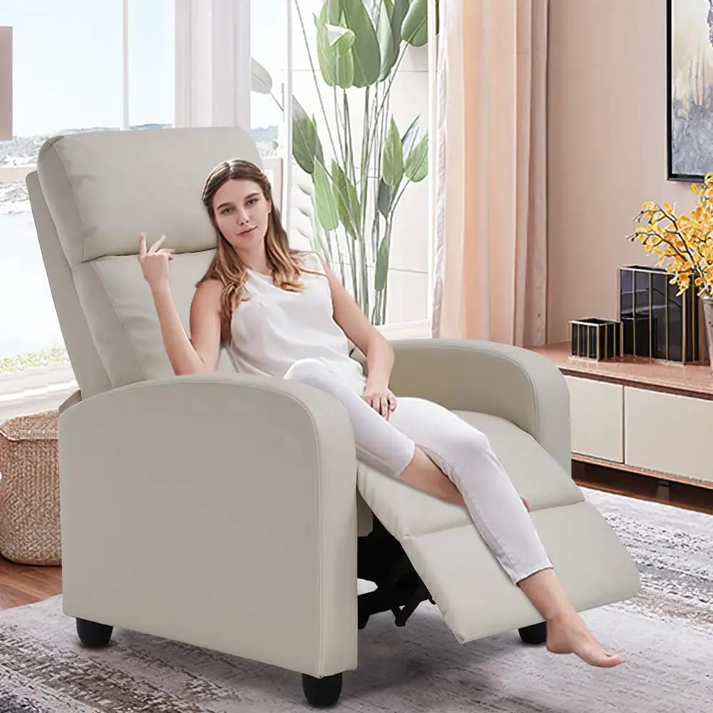 Poltrona Reclinabile, Divano con Seduta Ampia Imbottita in Pelle PU, Poltrona Massaggiante Reclinabile con Poggiapiedi e Schienale, Wingback Robusta, Personalizzabile