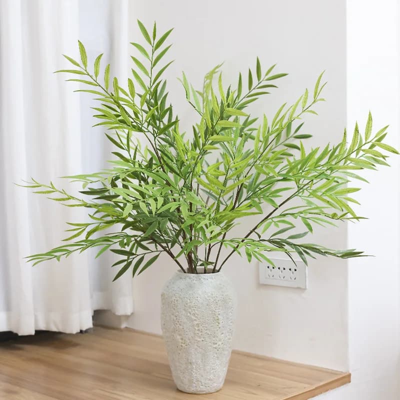 1PC Artificial Flower Long Green Plant Bamboo Silicone Leaves Wedding Decoration Studio Landscaping Hotel Flower Art Soft Decor