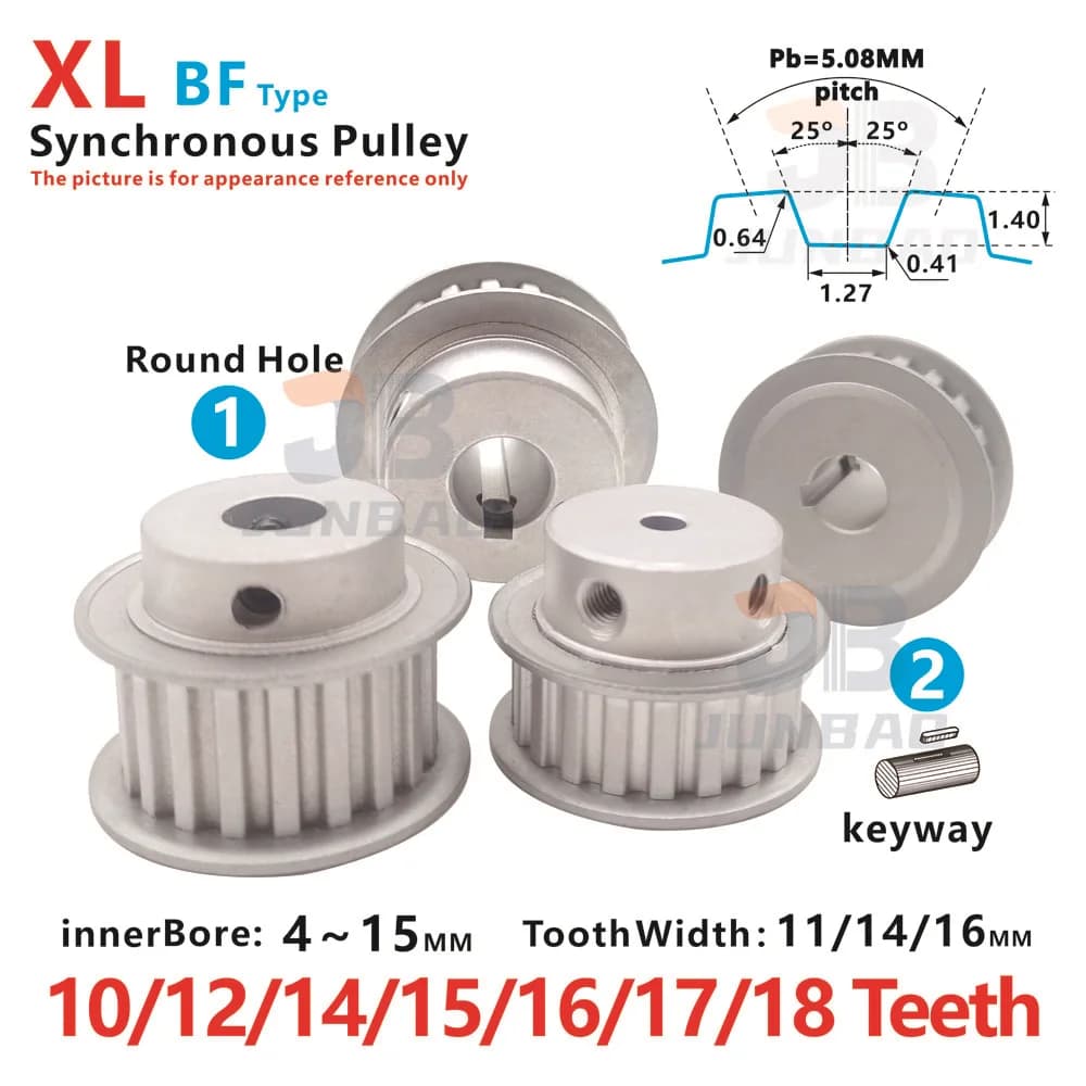 10/12/14/15/16/17/18 denti, puleggia cinghia dentata XL, per sistema di azionamento stampanti fai da te/CNC/3D, ruota sincrona in lega di alluminio