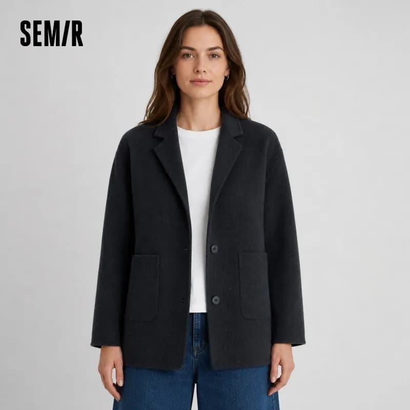 Semir Coat donna tuta di media lunghezza colletto pendolare Versatile sciolto 2024 inverno nuova giacca Double-face contenente lana