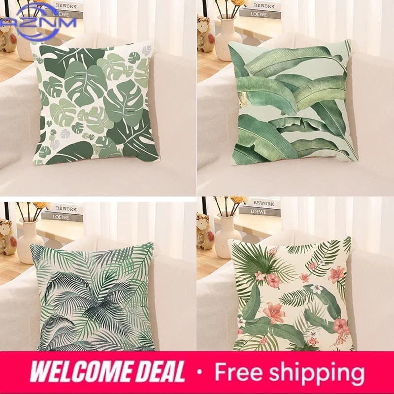 Fodera per cuscino quadrato serie Fiori Verdi per auto, letto e divano - Collezione Autunnale