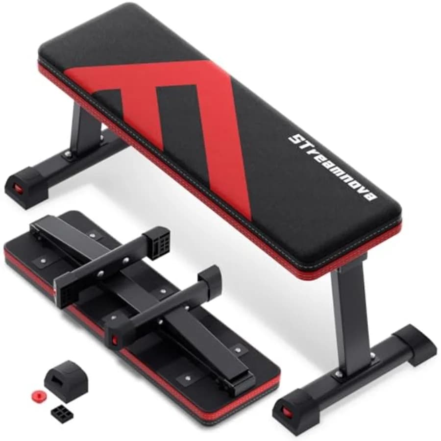 Flat Bench, 700LBS Capacity Widened Adjustable Footrests Foldable Flat Bench For Exercise Workout, Easy Assembly For Strength T