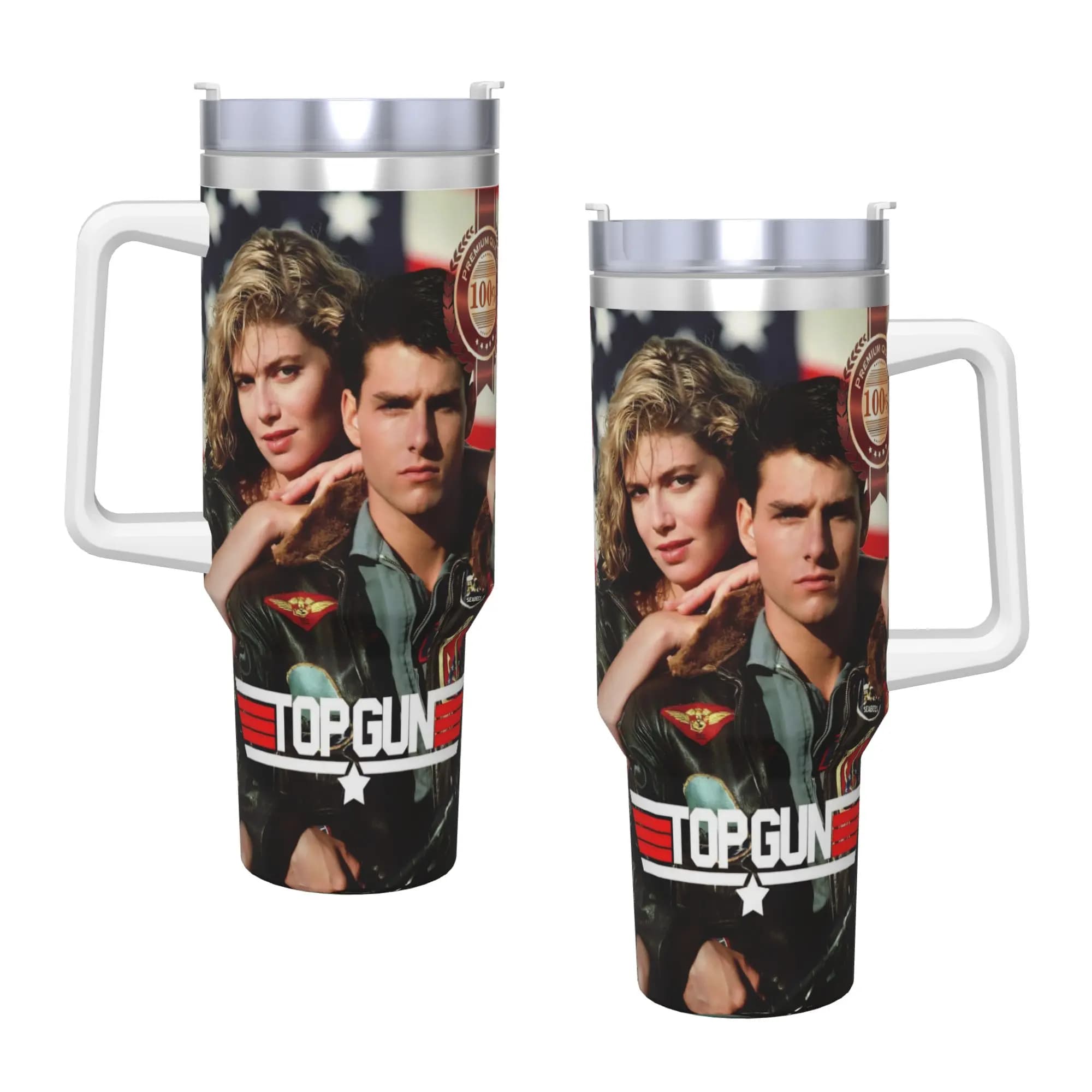 Tazza Termica Top Gun con Tom Cruise, Bicchiere per Bevande Fredde, Tazza da Campeggio, Bottiglia d'Acqua