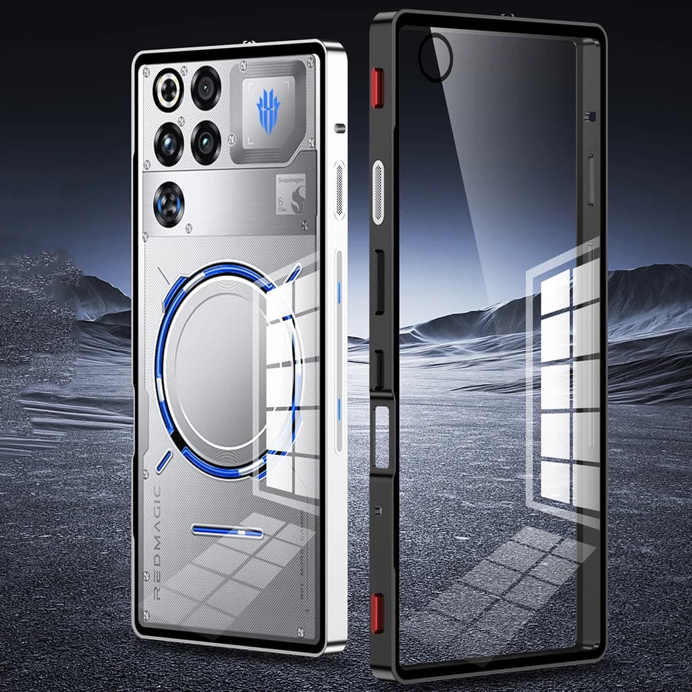 Custodia trasparente in vetro temperato con telaio in lega di alluminio per ZTE Nubia RedMagic 11 Pro / Red Magic 11 Pro+ Cover posteriore per telefono