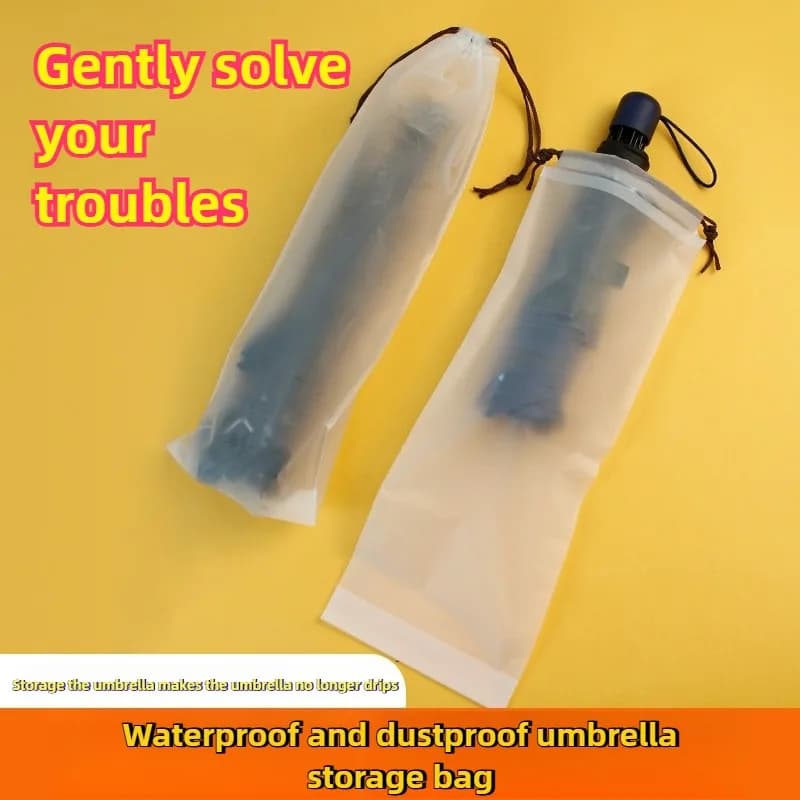 Borsa per ombrellone impermeabile riutilizzabile Custodia da viaggio pieghevole Custodia per riporre bagnato traslucido con coulisse
