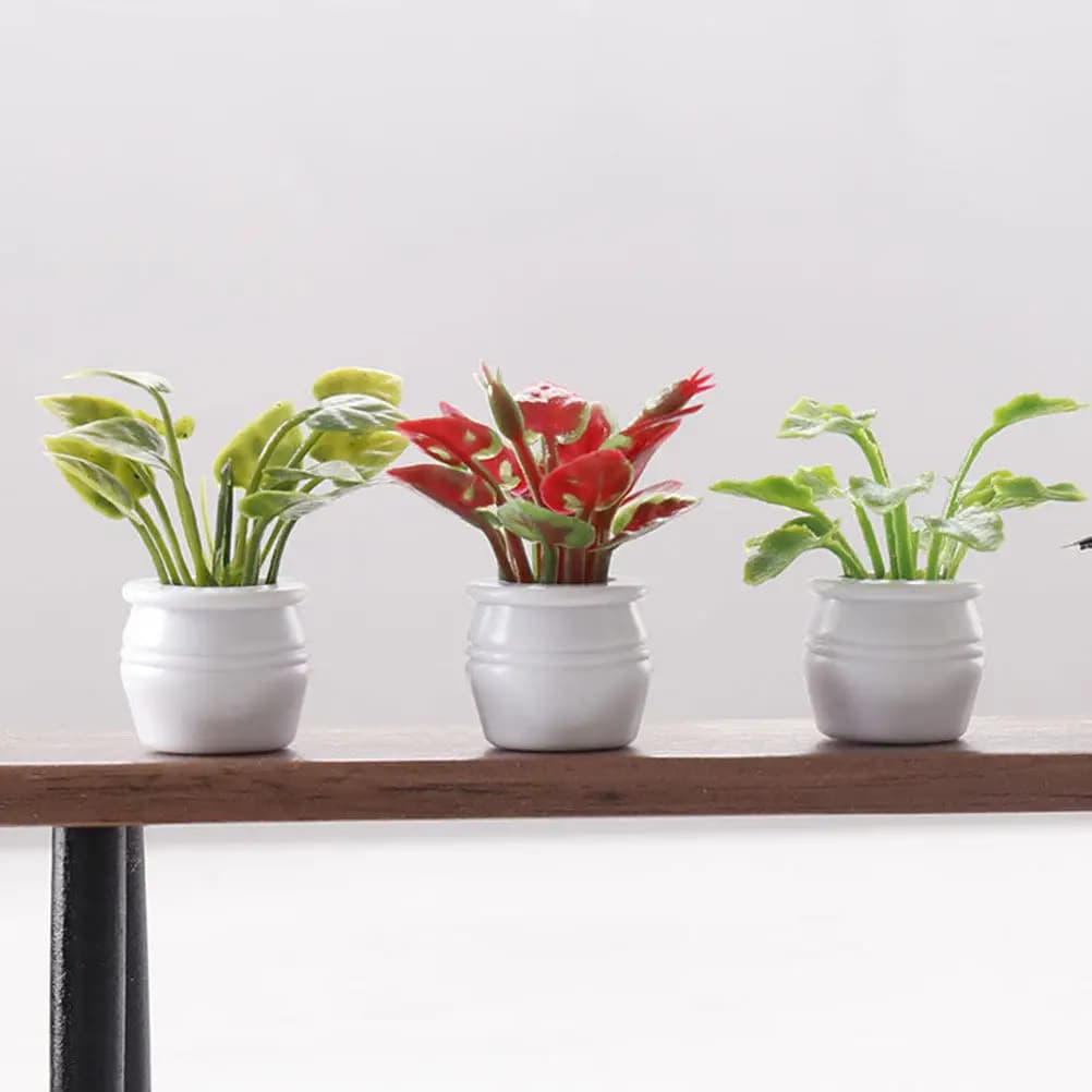 3Pcs Miniature Bonsai Plants for Dollhouse Mini Decoration Tiny Plants Simulated Bonsai Garden Potted Plant Decoration