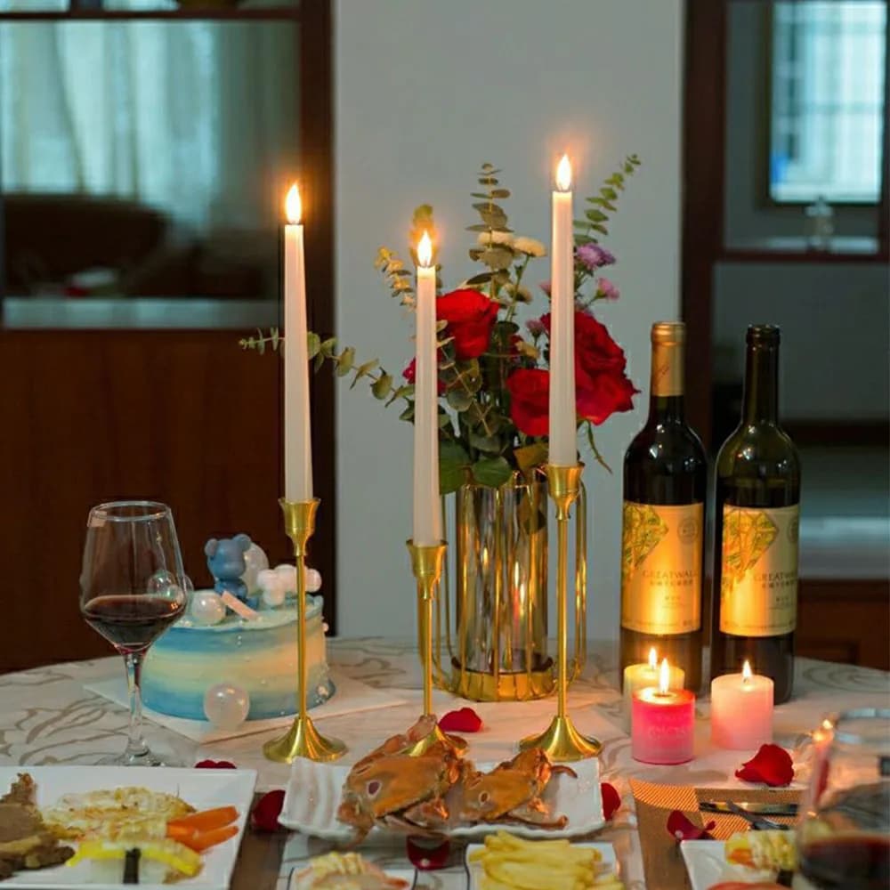 Set of 3 Vintage Elegant Metal and Aluminum Tabletop Candle Holders, Suitable for Wedding Anniversary, Home and Hotel Decoration