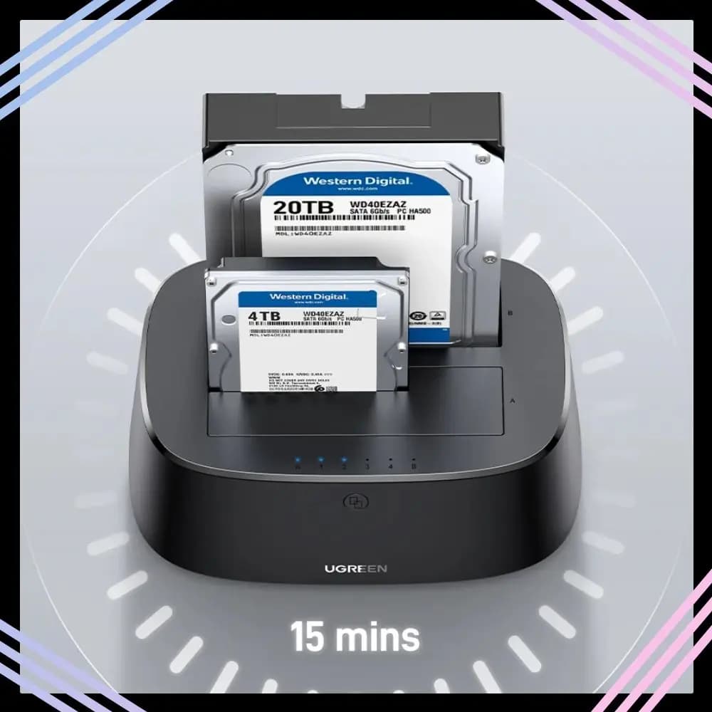 Docking Station UGREEN per HDD, Adattatore SATA a USB 3.0 per SSD da 2.5 e 3.5 Pollici, Case per Disco Rigido, Box HDD, Dock per Hard Drive