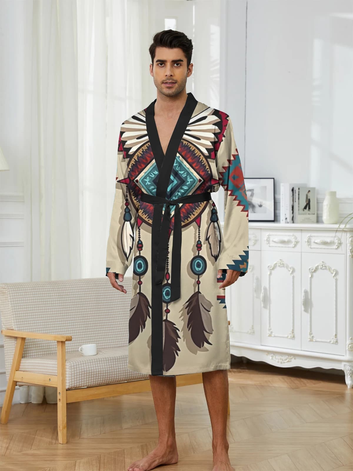 1pcs Men's Robes 2026 Spring/Summer Graphic Shower robe Breathable robe 3D Printed Sleepwear dressing gown bath robe