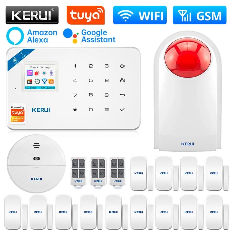 KERUI W181 Connessione GSM WIFI Sistema di allarme di sicurezza domestica Tuya APP Ricezione schermo a colori Sirena antifurto wireless mobile