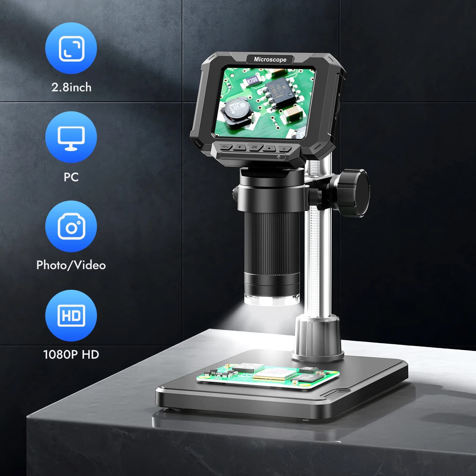 2.8inch Digital Coin Microscope 1000X Coin Magnifier with Screen for Error Coins Compatible with Windows/MacOS Tools for Repair
