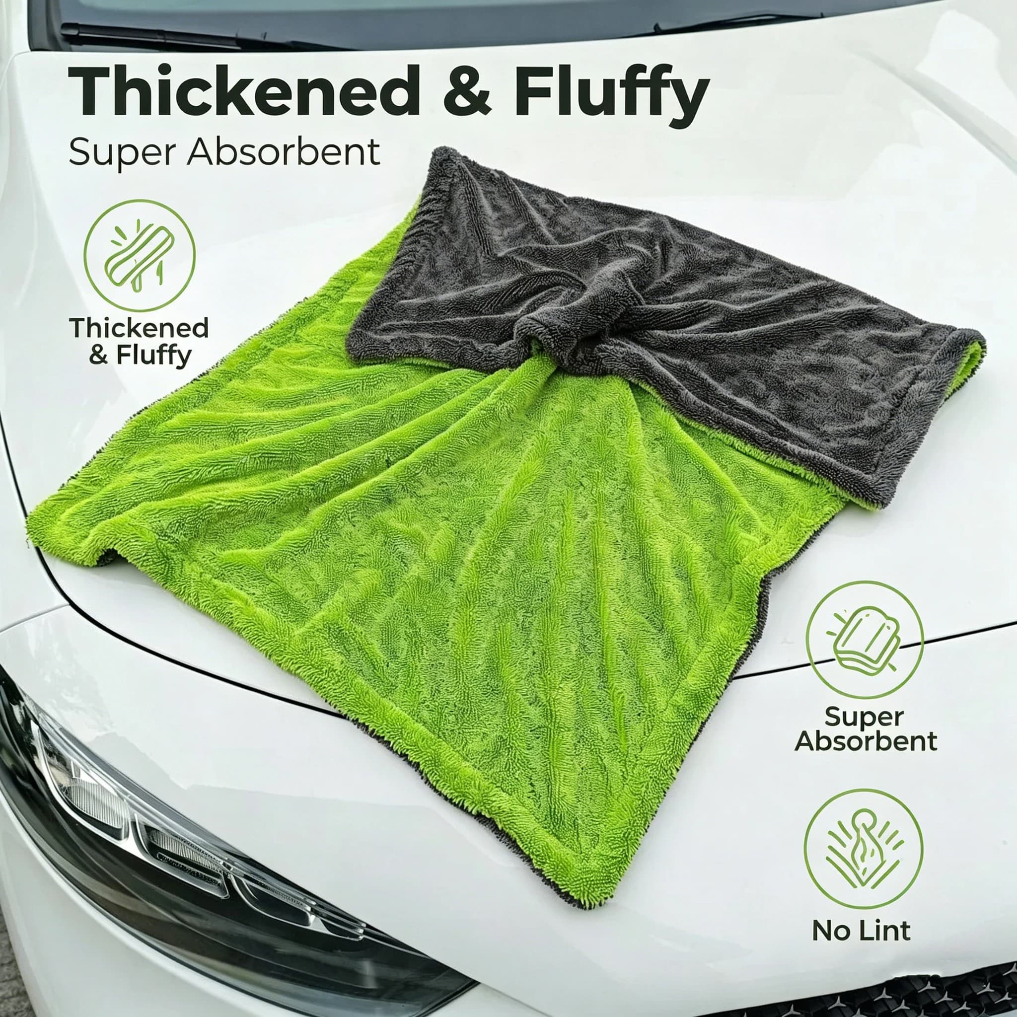 Ultra Thick Microfiber Car Wash Towel Soft Lint-Free High Water Absorbent Scratch-Proof Cleaning Cloth for Vehicle Drying Polish