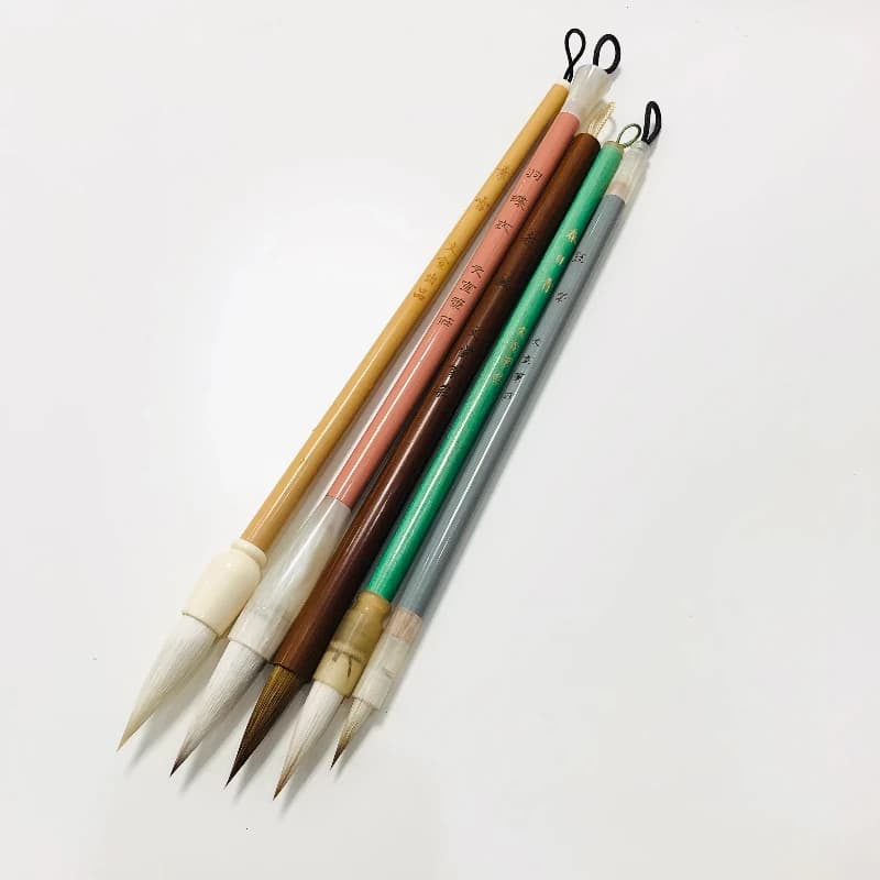 Regular Script Calligraphy Brush Set Peony Flower Bird Landscape Chinese Painting Brushes Clerical Script Practice Brush Pen
