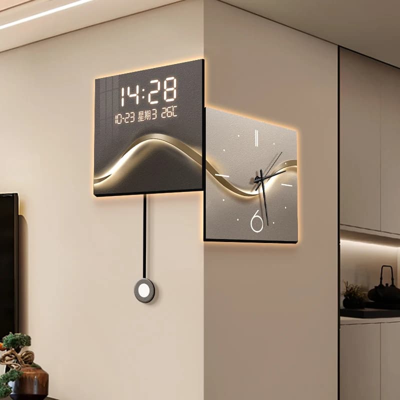 Orologio da parete quadrato sospeso a pendolo Orologio da parete moderno in oro nero Grande digitale Klokken Wandklokken Decorazione Soggiorno