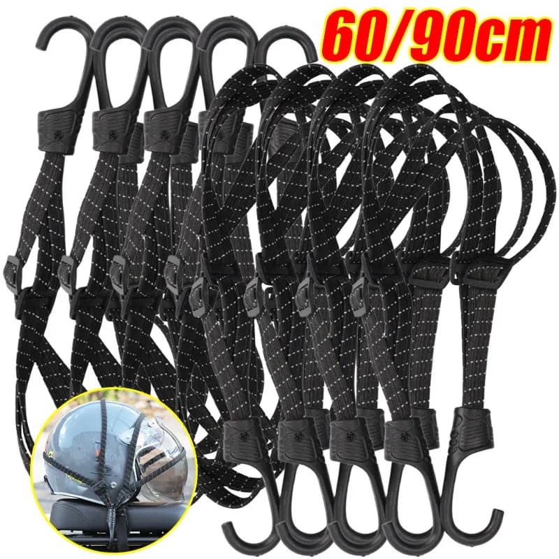 Bagagli Retrattile Corda Elastica Cinghia Fissa Bagagli Riflettente Multifunzionale 60/90CM Cinghie per Casco Moto Gancio 60/90cm
