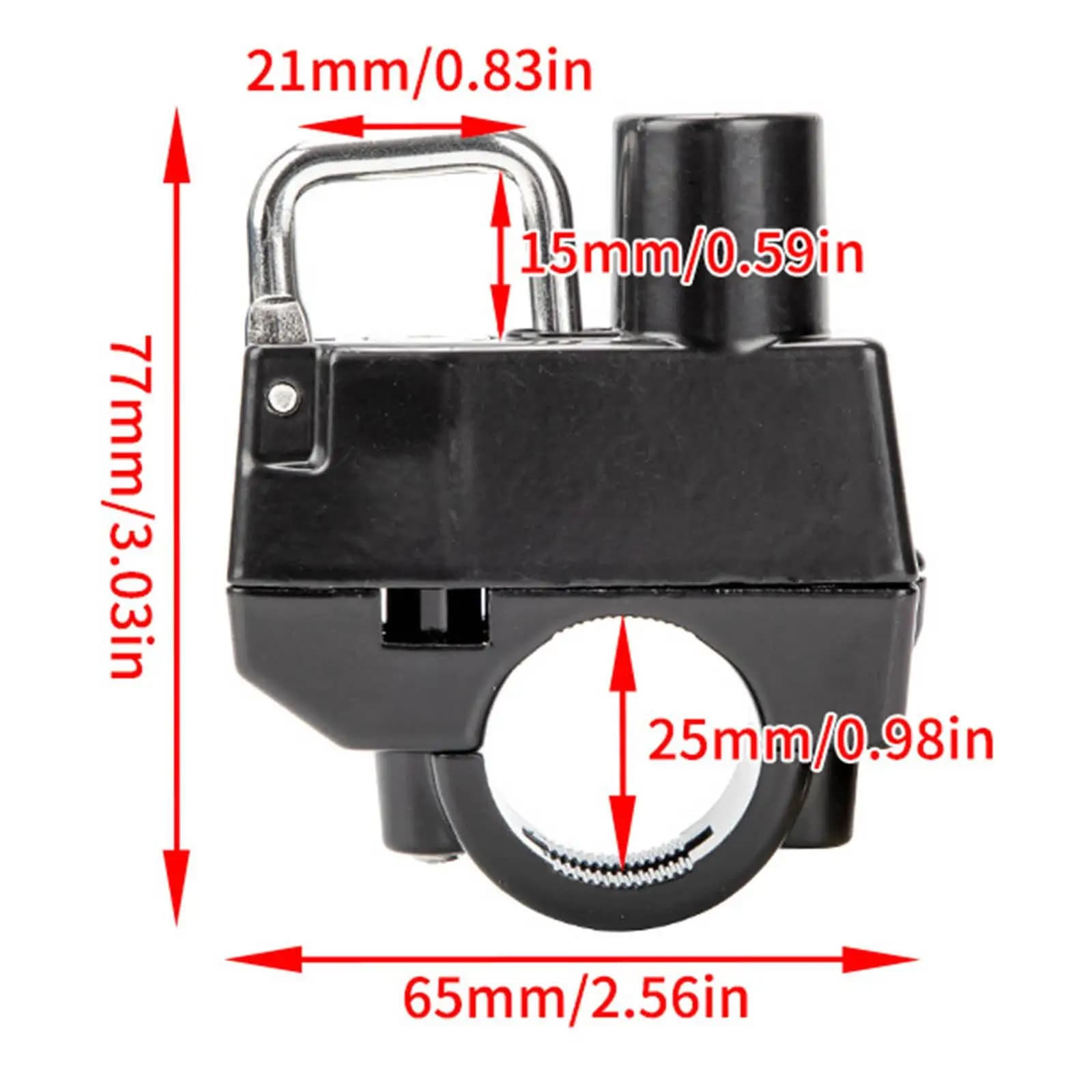 Durable Helmet Lock in Aluminum Alloy, Waterproof, with Handlebar Key, Universal Size for Motorcycle, Scooter and Road Bike