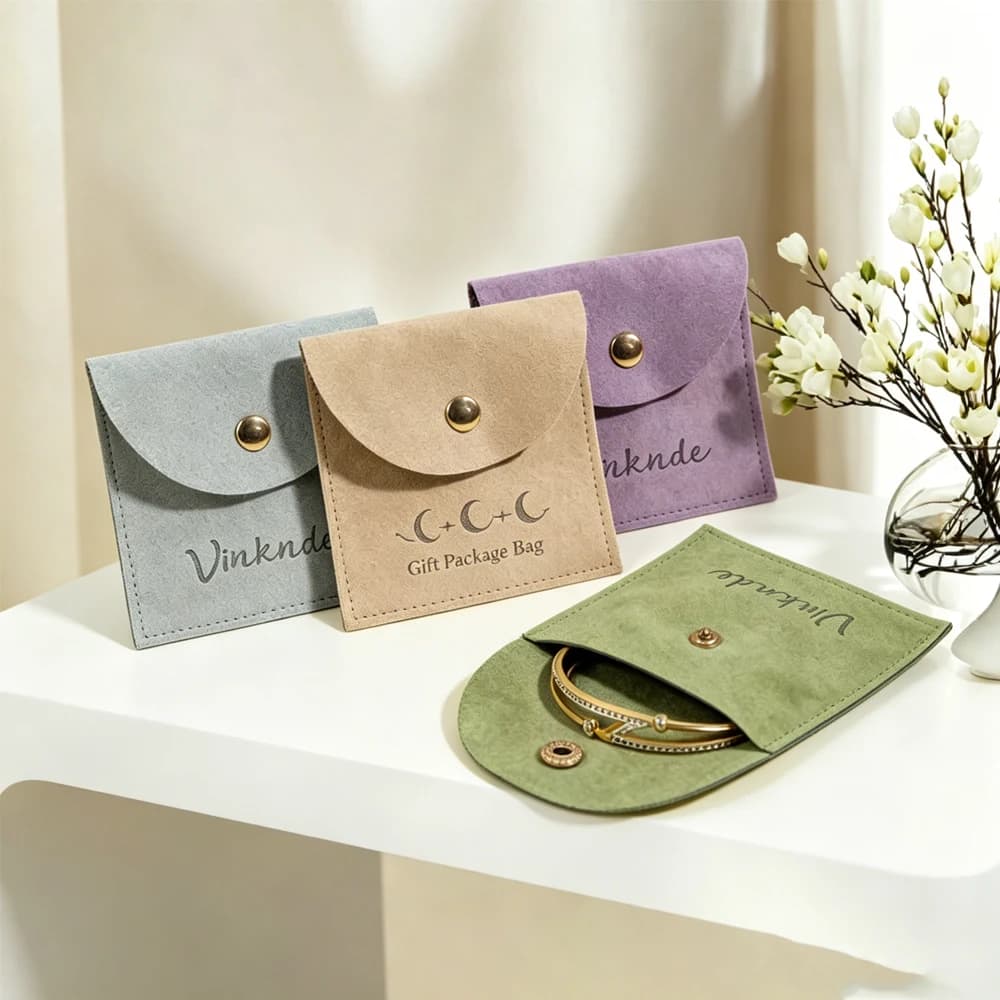 Sacchetti Regalo di Lusso Personalizzati per Gioielli 5x5cm, Buste con Bottone a Pressione per Anelli, Collane, Orecchini, Profumi, Scatola Organizzatrice per Spille