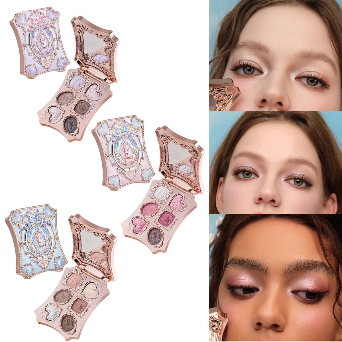 Palette Shadows Flower Knows Bunny Garden, Palette Viso Opaca and Shimmer Fine, 6 Glittered Colors for Swan Ballet Eyes