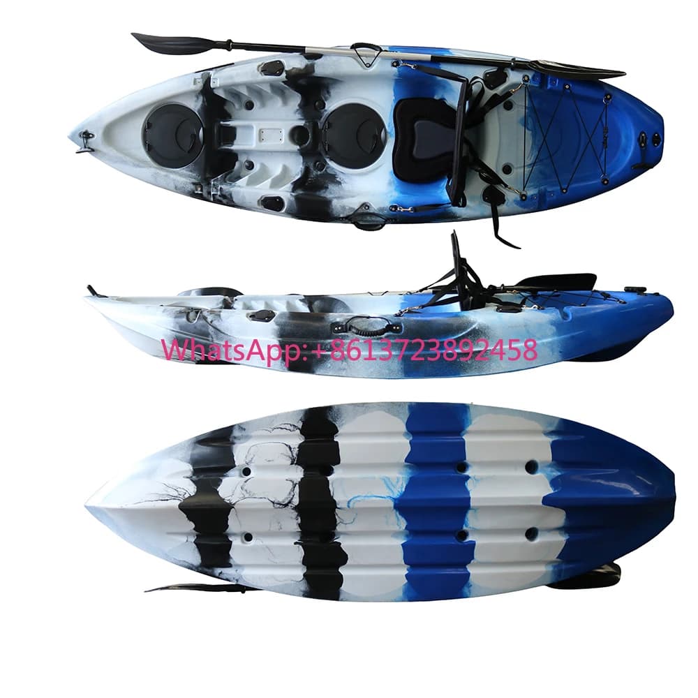 Kayak Monoposto in HDPE da 2,65m con Porta Pagaia per Fiumi, Laghi, Pesca e Touring, Resistente e Leggero