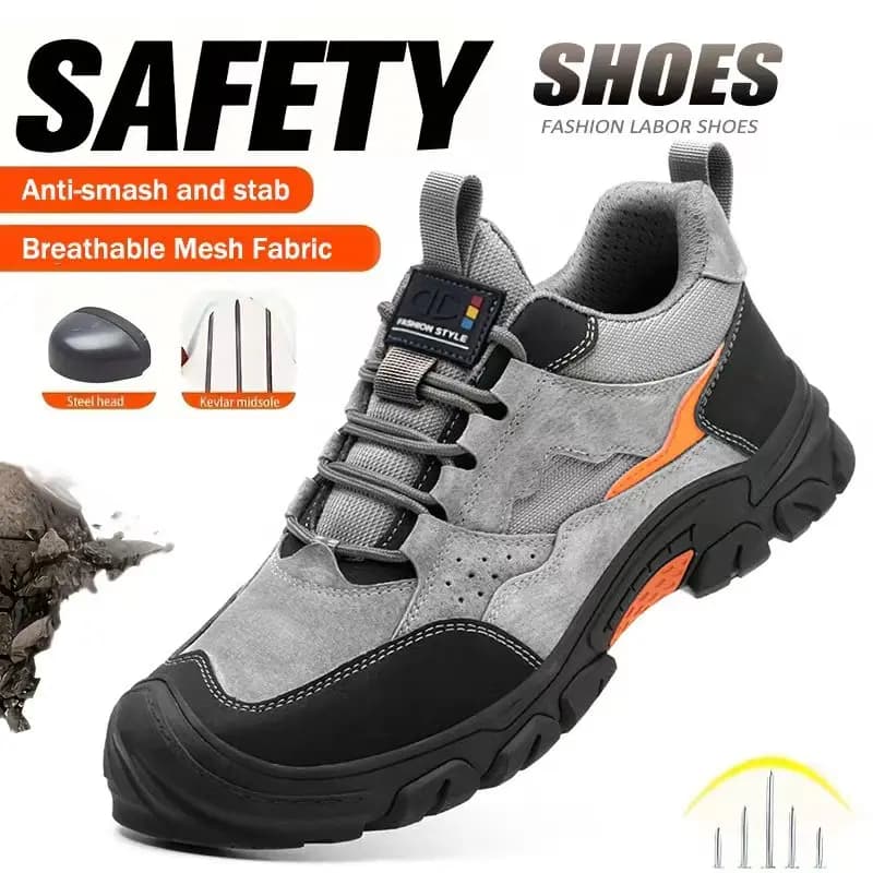 Scarpe Antinfortunistiche Funzionali Antiurto e Antiperforazione, Stivali da Miniera con Punta in Acciaio, Scarpe da Lavoro Resistenti all'Usura per Edilizia