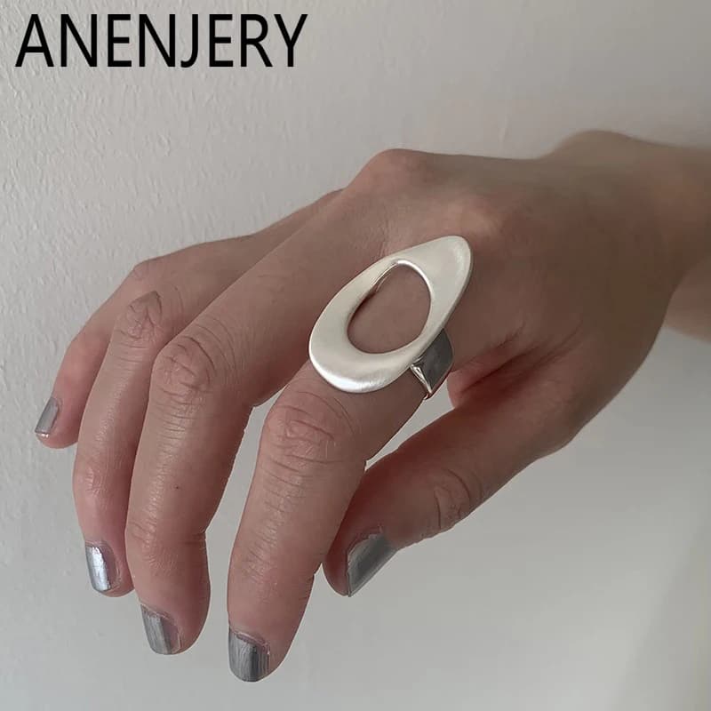 ANENJERY Anello con gocce d'acqua a geometria irregolare per donna Uomo Temperamento Design di nicchia Regali creativi per gioielli per feste all'ingrosso