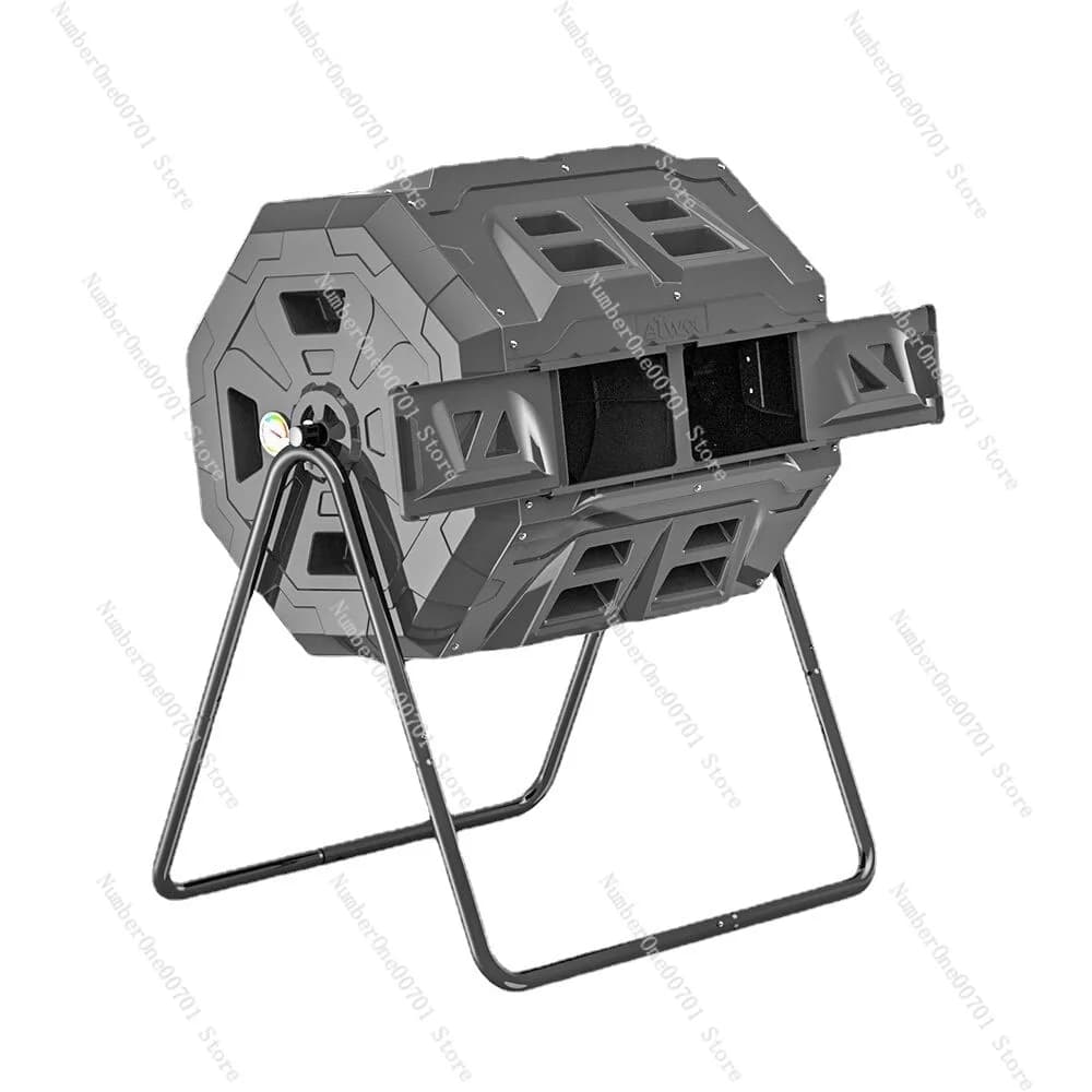 Compostiera da Giardino Stile Americano da 160L, Versione Migliorata, Doppio Contenitore con Rullo per Compostaggio