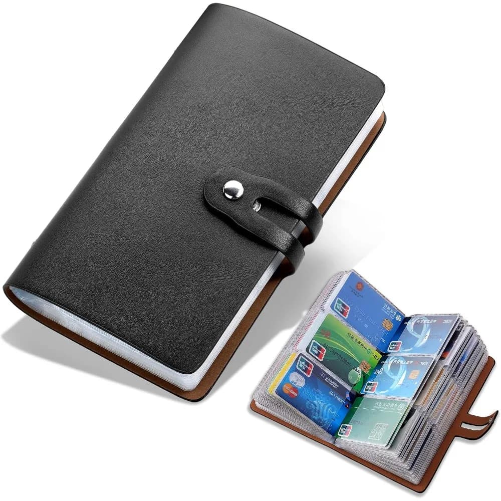 Leather Business Card Holder Organizer with 96 Card Slots RFID Blocking Credit Card Protector Wallet Book Prevents Jumbling Loss and Damage