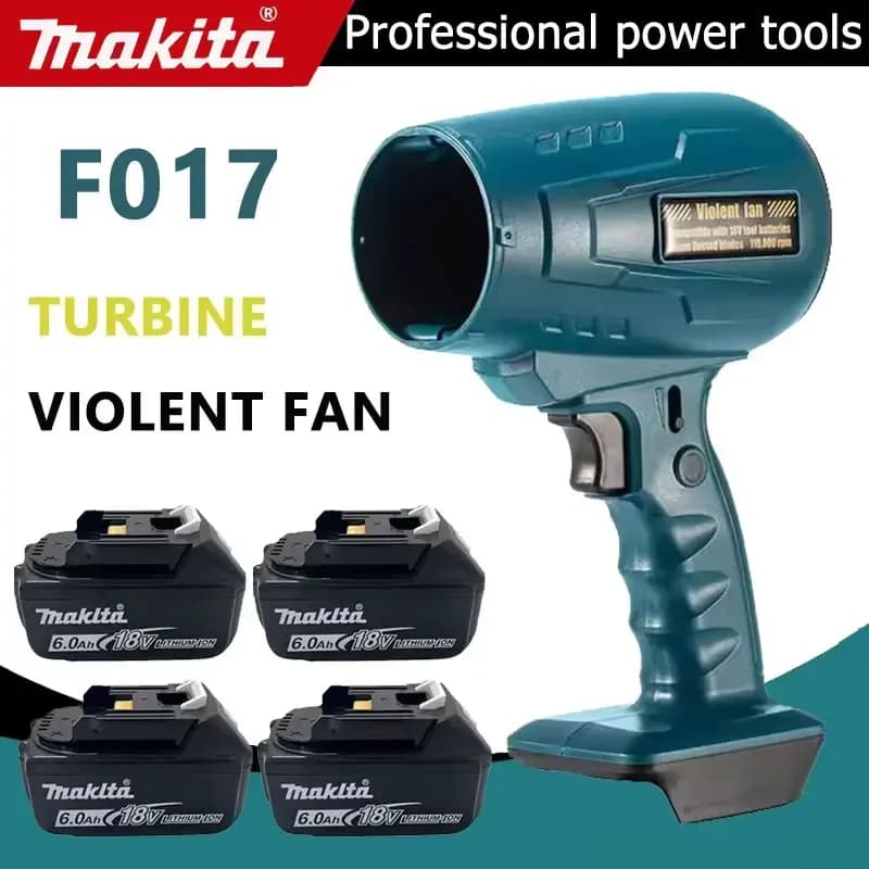 Soffiatore Elettrico Makita 18V F017, Ventilatore Portatile Brushless, Asciugatore per Auto, Utensile Elettrico