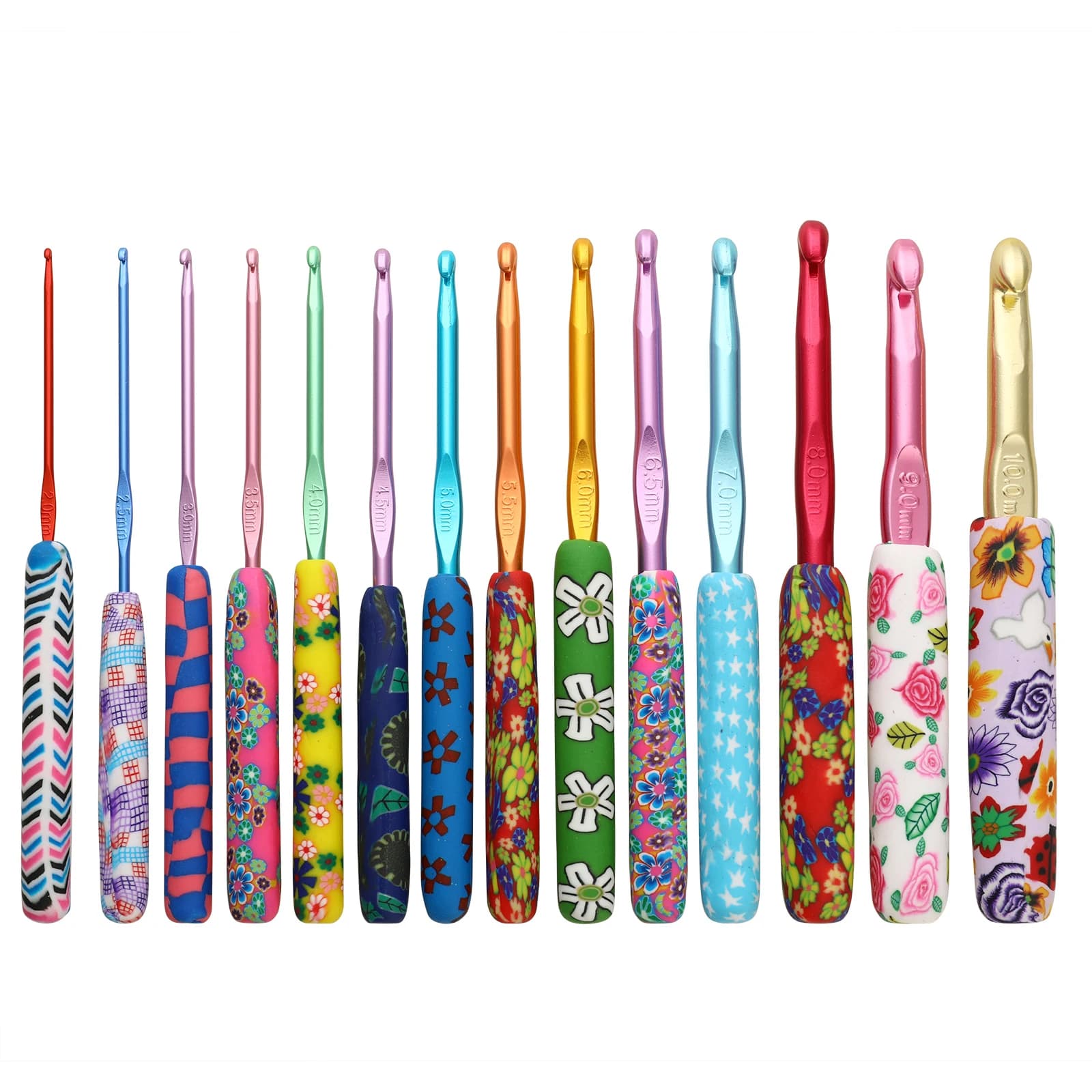 5/9/12/14pcs Crochet Hooks Set Ergonomic Handle Aluminum Knitting Needles DIY Handmade Yarn Knitting Crochet Hooks Tools Kit