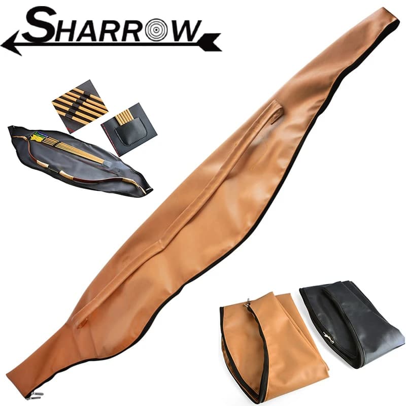 1pc Archery Traditional Bow Bag 60inch Soft Leather Longbow Bag Carry Case for Outdoor Traditional Bow Hunting Shooting Target