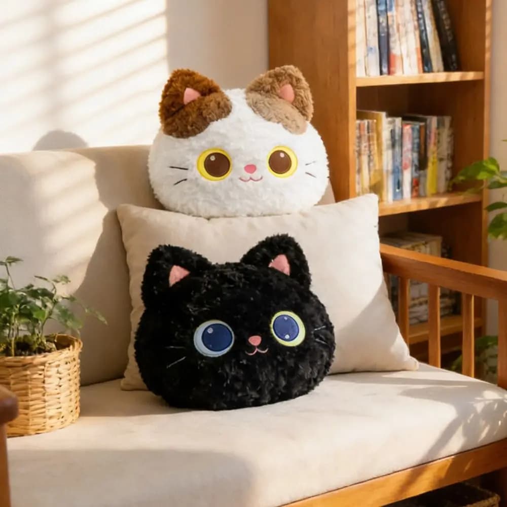 Cuscino a Forma di Gatto in Peluche, Decorazione per Camera da Letto e Divano, Cuscino Kawaii a Forma di Gatto 38cm, Decorazione per la Casa, Regalo di Compleanno
