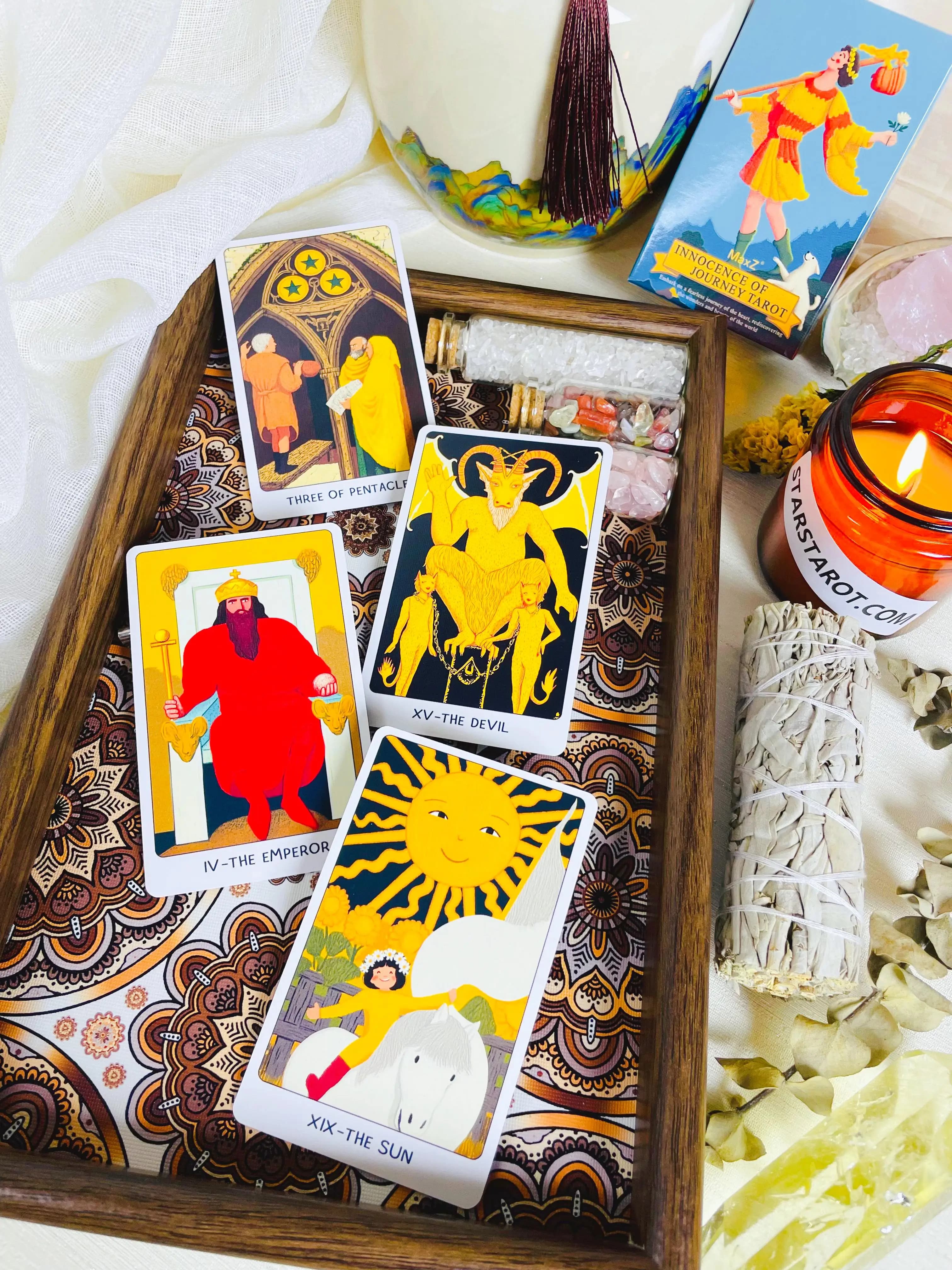 Mazzo di Tarocchi 'Innocence of Journey' 78 Carte Rider Waite Portatile per Divinazione e Gioco per Principianti Versione Inglese Regalo