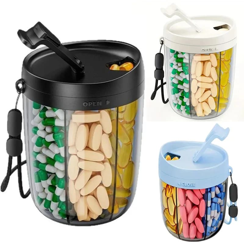 Large box for pills at 6 grills, tablets, pill case, supplement to contain various vitamins, container for travel pills