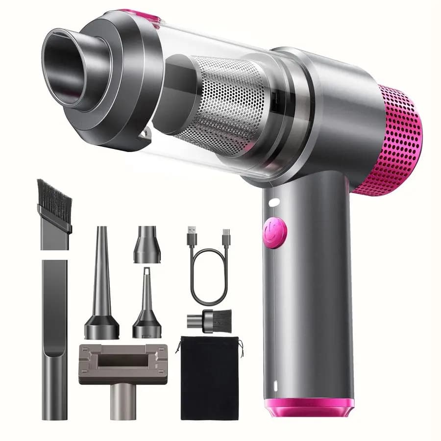 6 in 1 wireless portable vacuum cleaner for car, 16000PA portable mini vacuum cleaner with LED light and quick charging TypeC, MultiNo