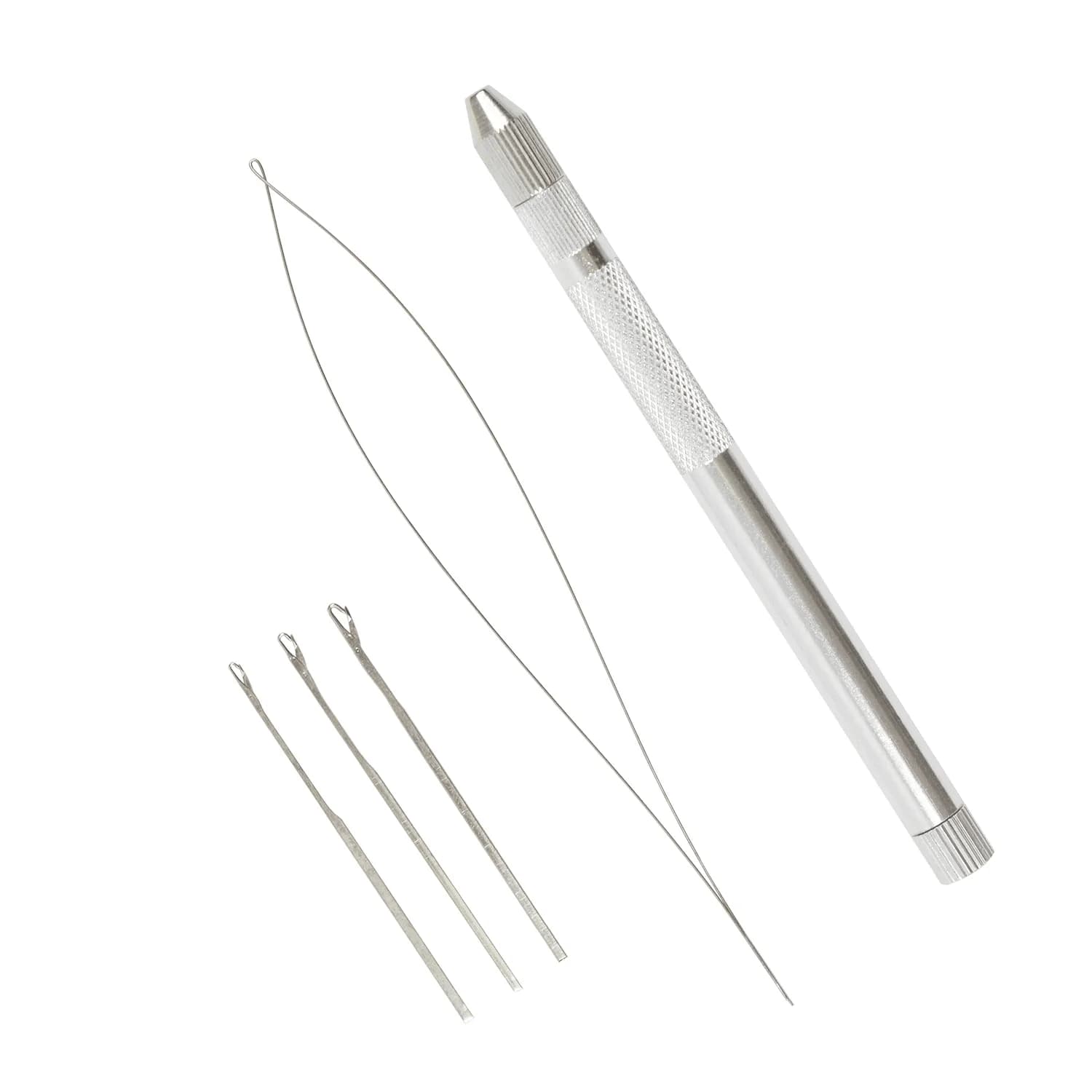 1Pc 3 + 1 Gancio All'uncinetto In Alluminio Ago di Ventilazione per Parrucca Del Merletto Fare Ago di Tessitura Micro Anello Loop Infila Estensione Dei Capelli